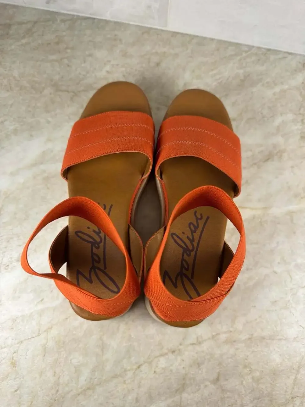 Zodiac Bailee Orange Platform Wedge Ankle Strap Sandals Womens 9M